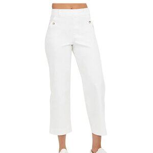 NWT SPANX Stretch Twill Cropped Wide Leg Pant White Large